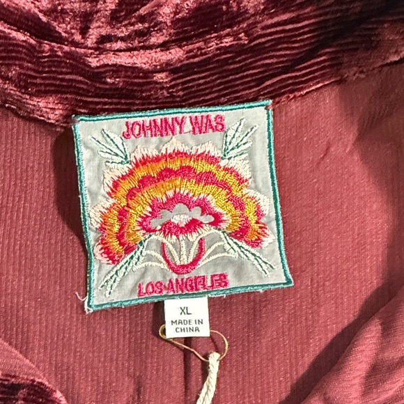 Johnny Was Velvet Shirt in Rich Maroon - Picture 2 of 10